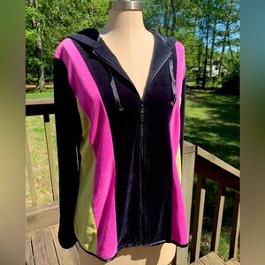 Funky Velour Stripe Hoodie Zip-Up
